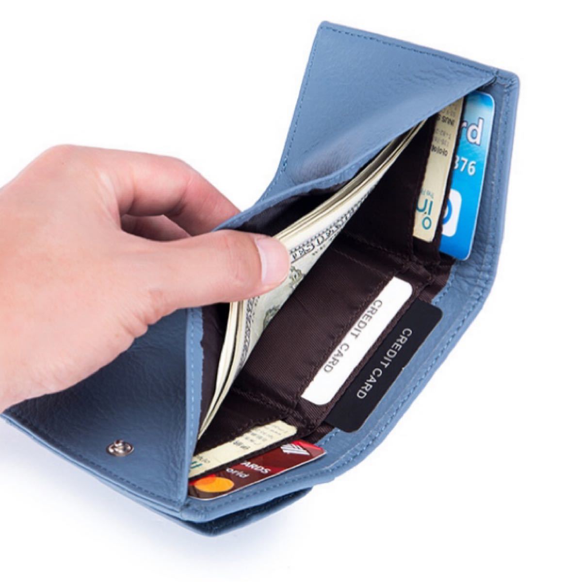 Paypayフリマ レディース 牛革 ミニ 財布 コンパクト 三つ折り 財布 超軽量 グリーン 軽量 スリム Paypayフリマ レディース 牛革 ミニ 財布 コンパクト 三つ折り 財布 超軽量 グリーン 軽量 スリム