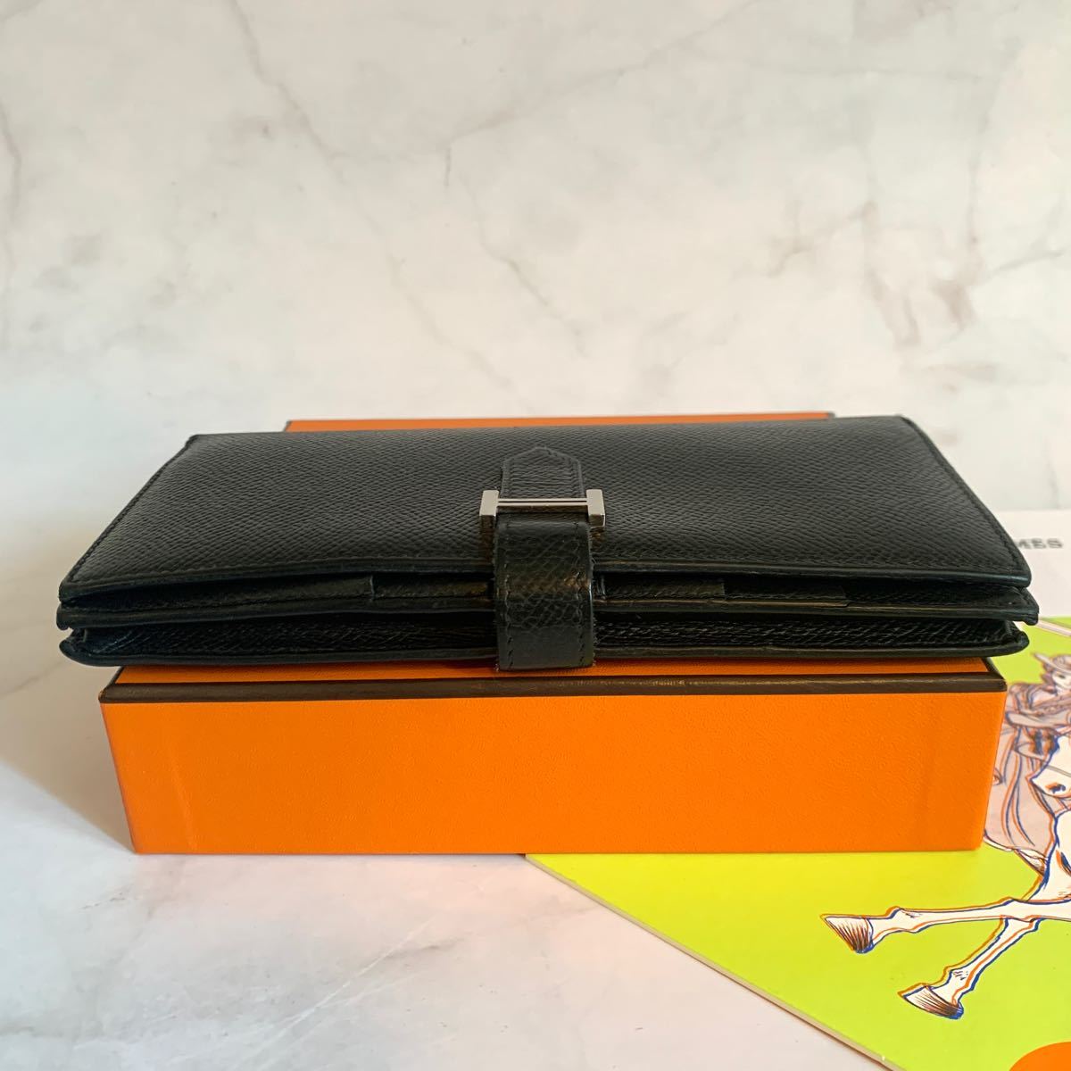 HERMES エルメス 美品 ベアンスフレ ヴォーエプソン ブラック 財布