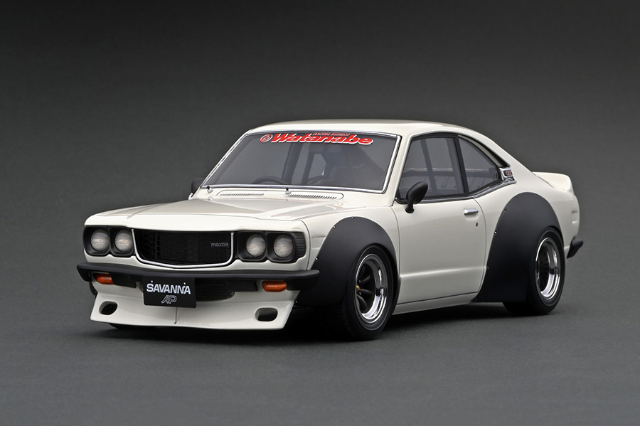 イグニッションモデル 1/18 マツダ サバンナ GT RX3 (S124A) レーシング・ホワイト・RSワタナベ/世界限定100台_画像9