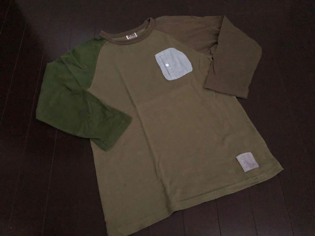 F.O.KIDS エフオーキッズ ポケット付き七分袖Tシャツ 150cm カーキ BREEZE ブリーズ 長袖Tシャツ_画像1