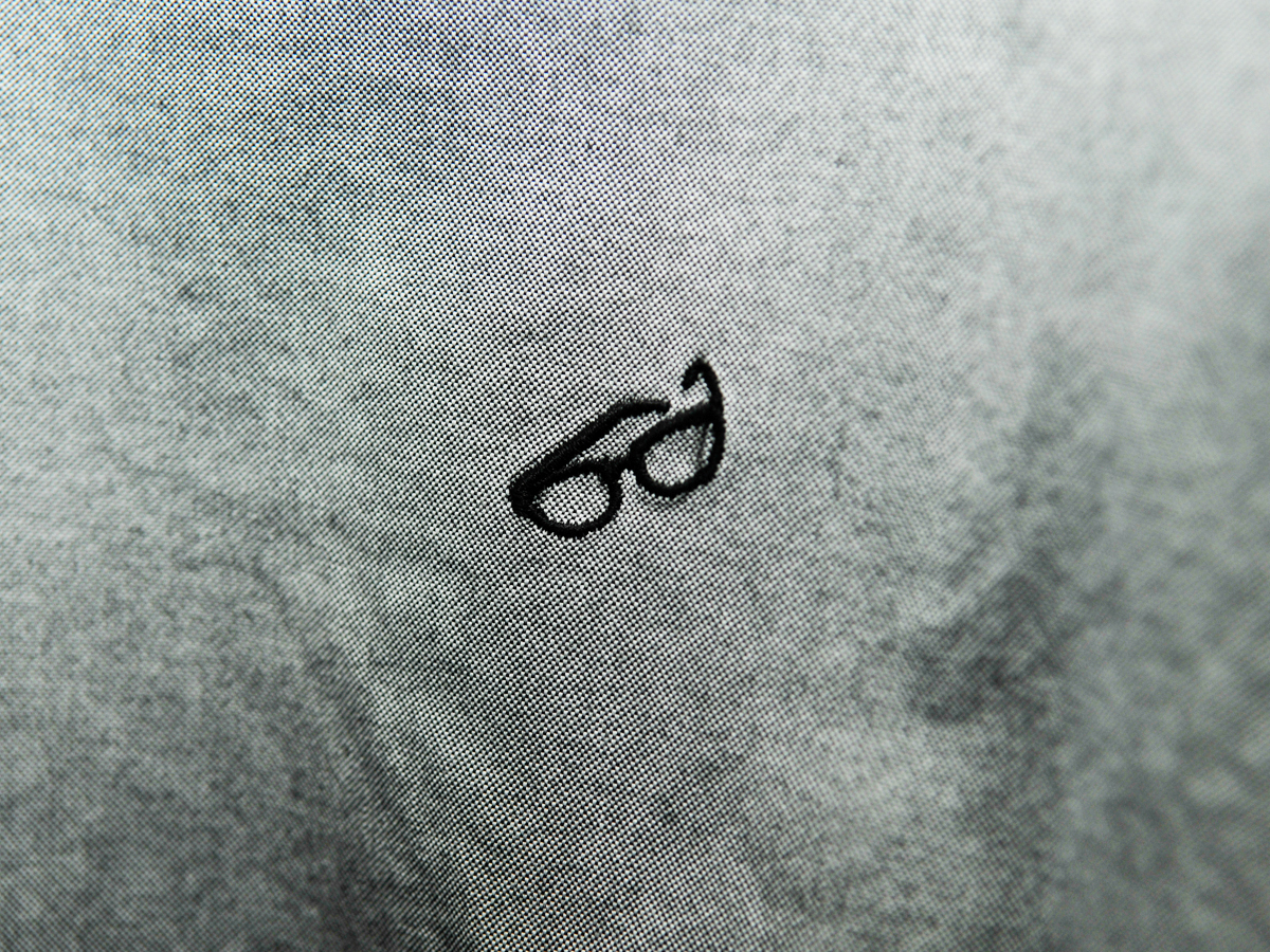GREEN LABEL RELAXING メガネ 刺繍 シャツ グレー Mサイズ / UNITED ARROWS_画像3