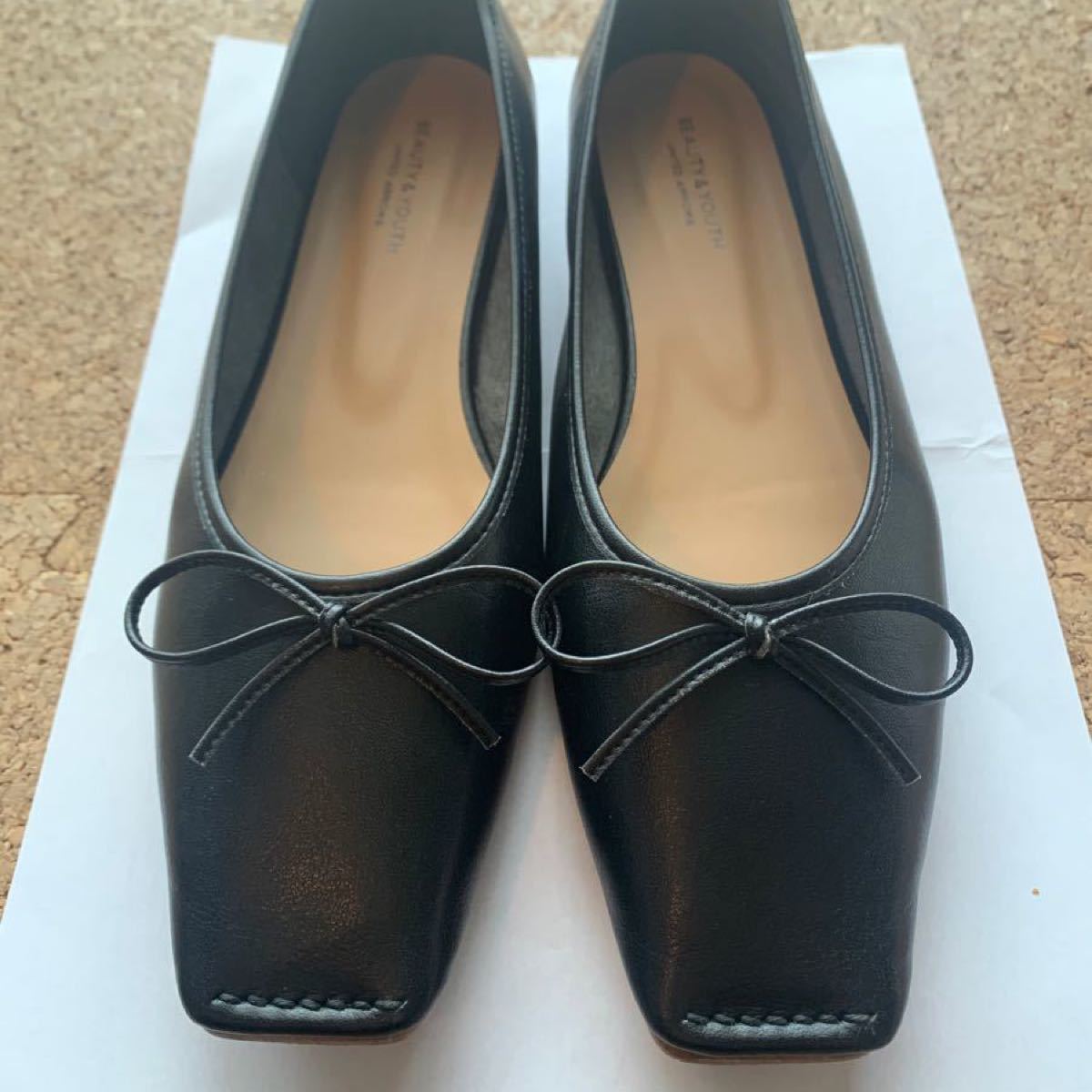 BEAUTY&YOUTH UNITED ARROWS スクエアステッチ バレエシューズ 37/24cm