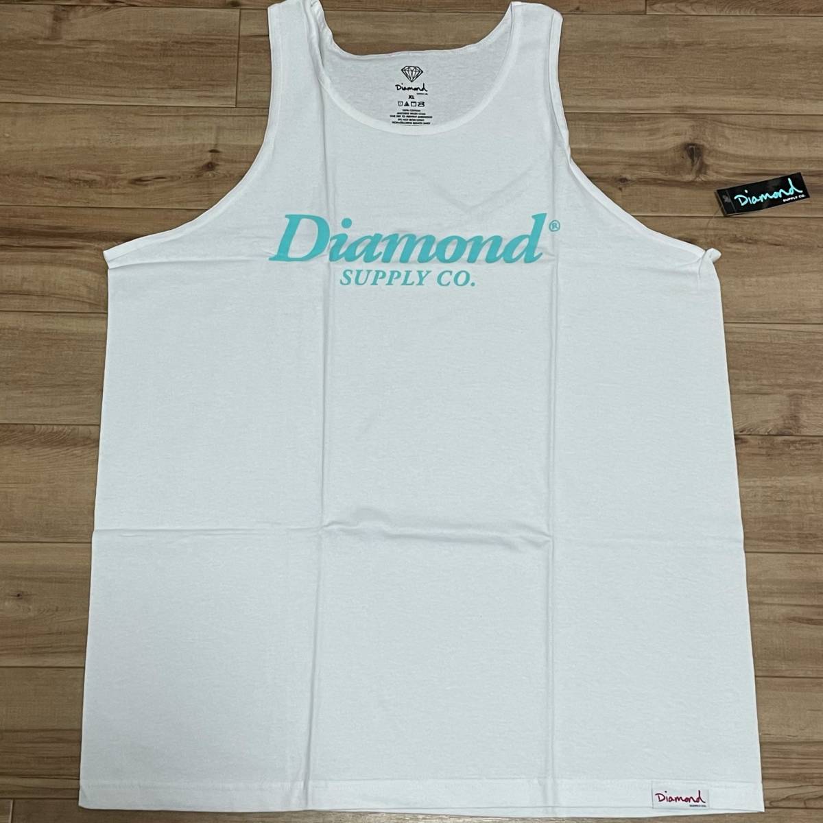 米国製 【XL】 ダイヤモンドサプライ Diamond Supply Co タンクトップ 白 OG クラシックロゴ ピスタグ付き スケーター LA ストリート