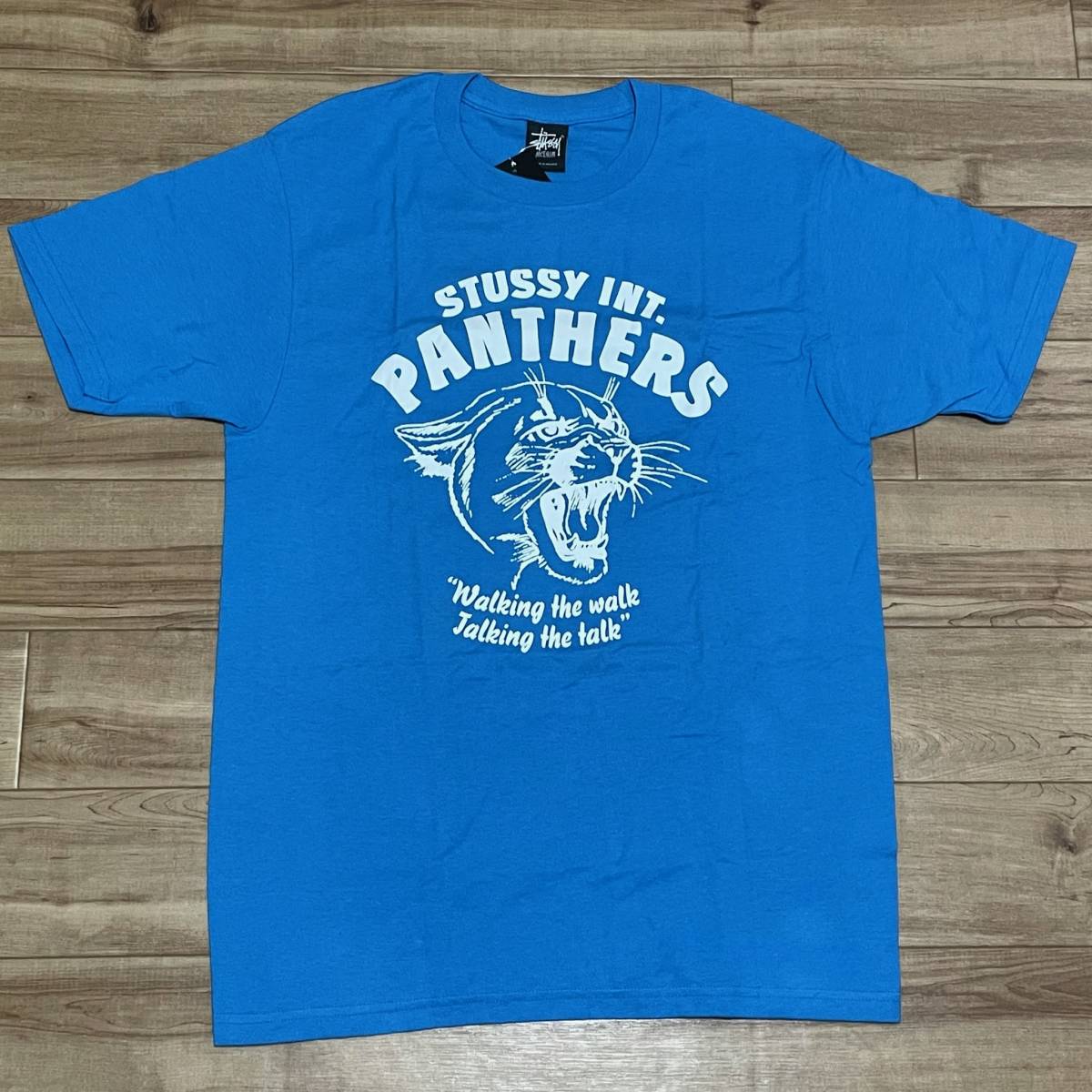 【M】 USA正規品 Stussy ステューシーPANTHERS パンサー 半袖 グラフィック Tシャツ 青 ブライトブルー 西海岸 ストリート (60)
