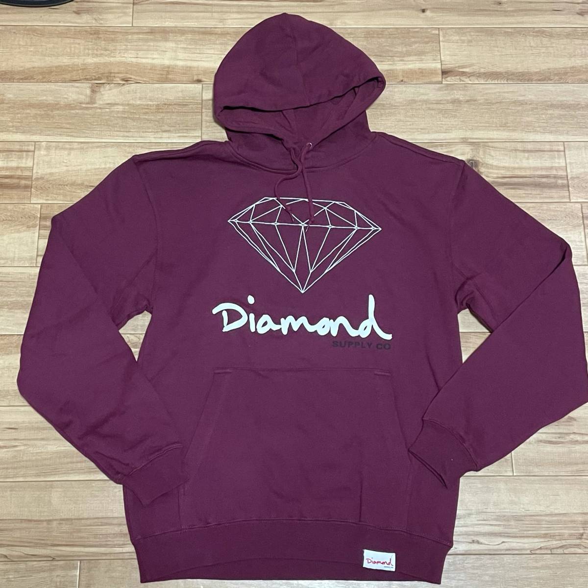 【M】 Diamond Supply Co. ダイヤモンドサプライ OGロゴ プルオーバー パーカー バーガンディ USA正規品 ピスタグ付 ストリート (P2)_画像1