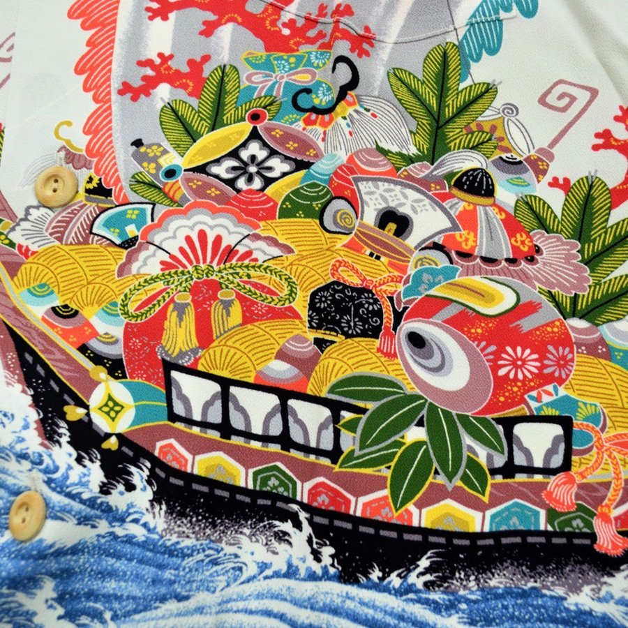 2014　SUN SURF　サンサーフ　宝船　SS36654　M　スペシャル　TAKARABUNE　和柄　アロハシャツ　Hawaiian shirt　金運　JAPAN　宝くじ_画像2