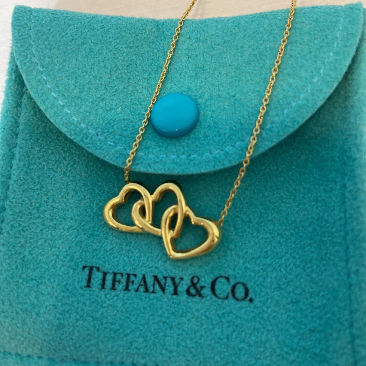 ティファニー　トリプルハートネックレス　750 18k イエローゴールド TIFFANY&Co オープンハート