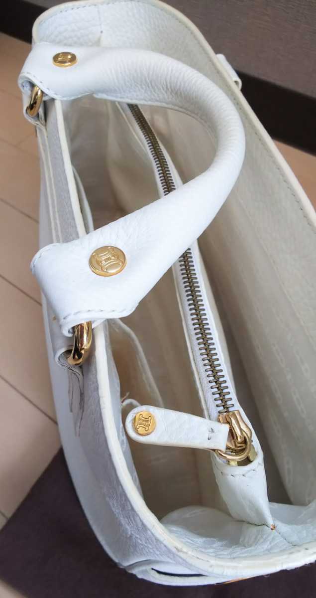 美品✨ CELINE レザー 本革 ブギーバッグ ホワイト 白 ゴールド - 通販