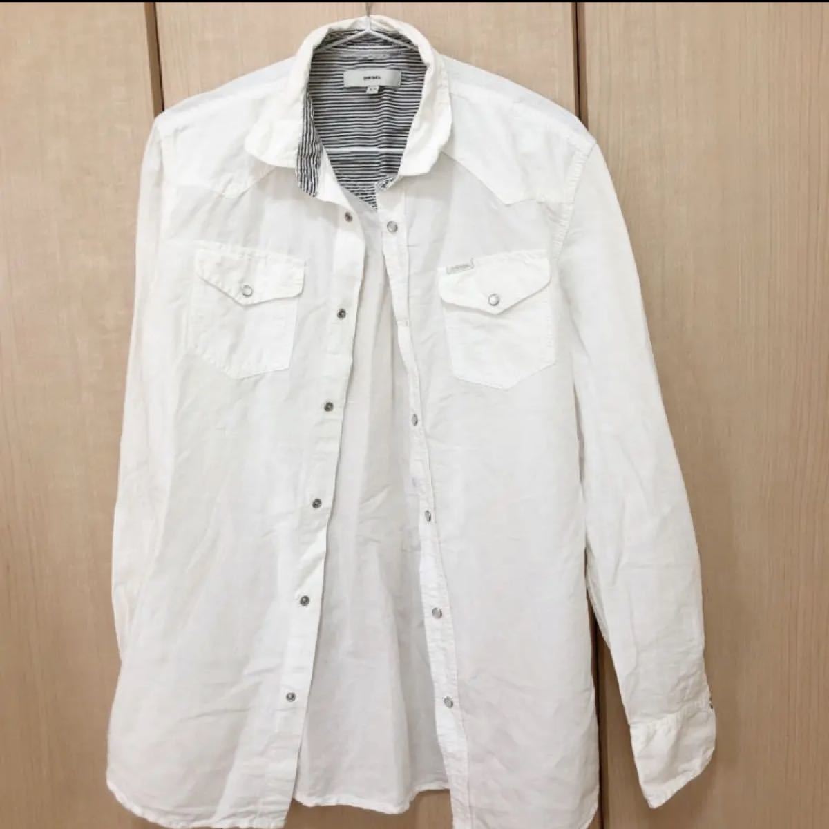 ディーゼル DIESEL XS メンズ シャツ 白色 白シャツ