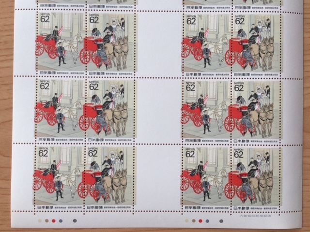 馬と文化シリーズ 第４集 郵便現業絵巻 1シート(20面) 切手 未使用 1991年_画像4