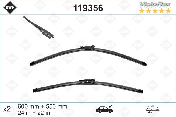 VOLVO ボルボ　V70(2代目：後期)　XC70 2004-07 右ハンドル車 31333413 ＜Ｆ ワイパーブレードセット＞ 600MM + 550MM 「SWF」 119356_画像2