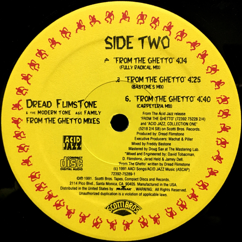 Dread Flimstone & The Modern Tone Age Family - From The Ghetto Mixes 【US ORIGINAL 12inch】 Scotti Bros. Records - 72392-75289-1_画像3