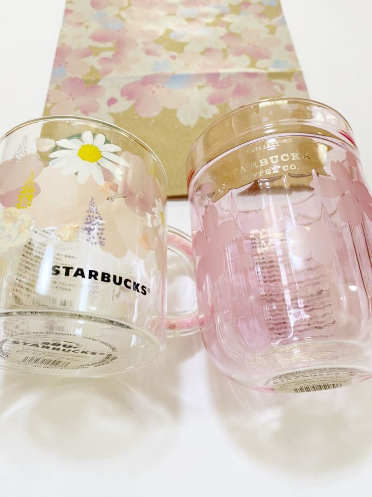 STARBUCKS スターバックス スタバ 耐熱グラス さくら SAKURA2021 耐熱グラスマグ355ml×1 耐熱グラスピンク296ml ×1 送料無料_画像2