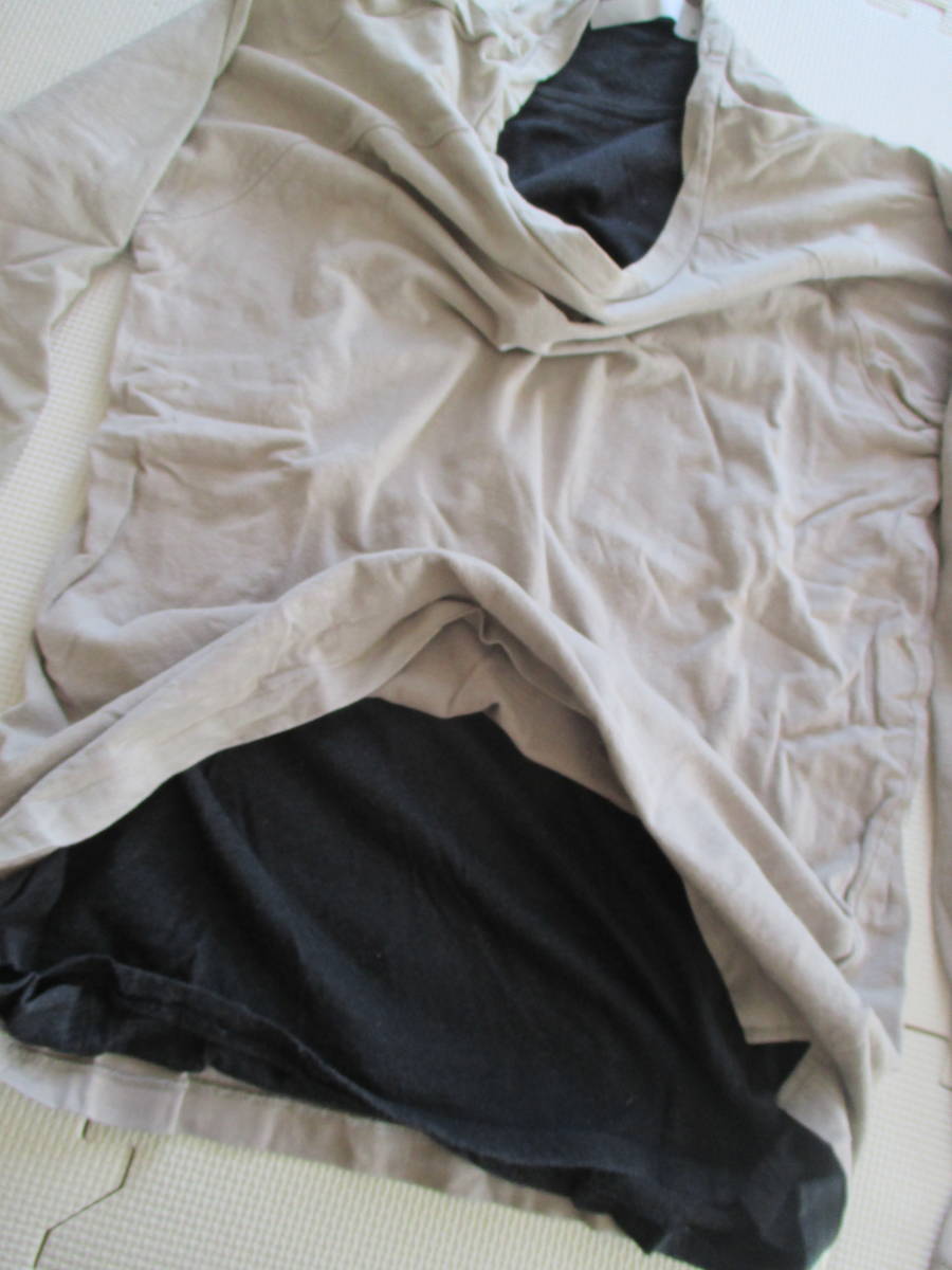 SHIPS long sleeve Layered plain T-shirt beige black M width of a garment 48cm Ships 2 sheets piling long T cut and sewn 
