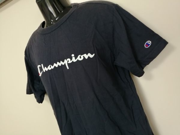 kkyj4975 ■ Champion ■ チャンピオン Tシャツ カットソー トップス 半袖 コットン ダークネイビー 濃紺 L_画像4