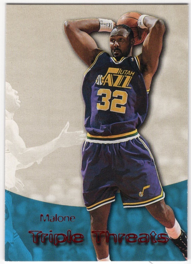 Karl Malone ＜ 1996‐97 Skybox Premium Triple THreats Ruby ＞ ルビーパラレル_画像1