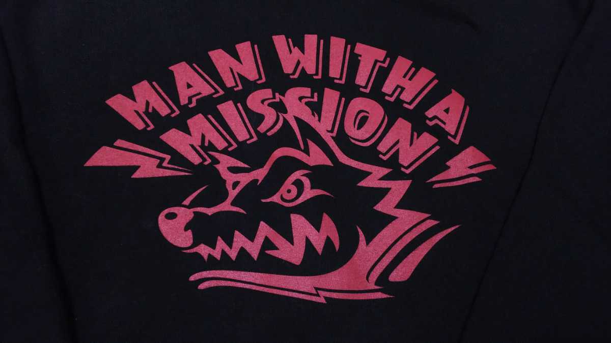 ★MAN WITH A MISSION★初期ジップアップパーカー 黒×赤★Mサイズ★マンウィズ ア ミッション★_画像3