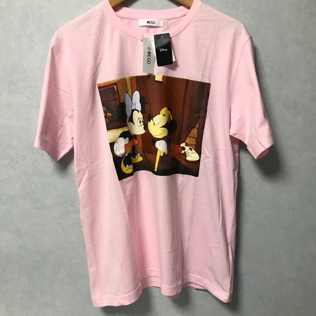 Paypayフリマ 新品 ディズニー ミッキー ミニー グラフィック ピンク ペアルック 男児兼用 双子 コーデ Tシャツ 半袖tシャツ