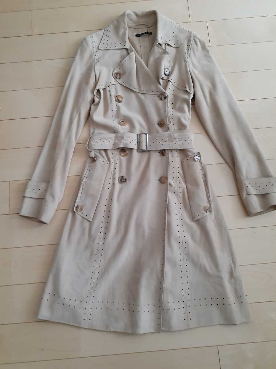  theory theory leather coat trench coat beige size 2