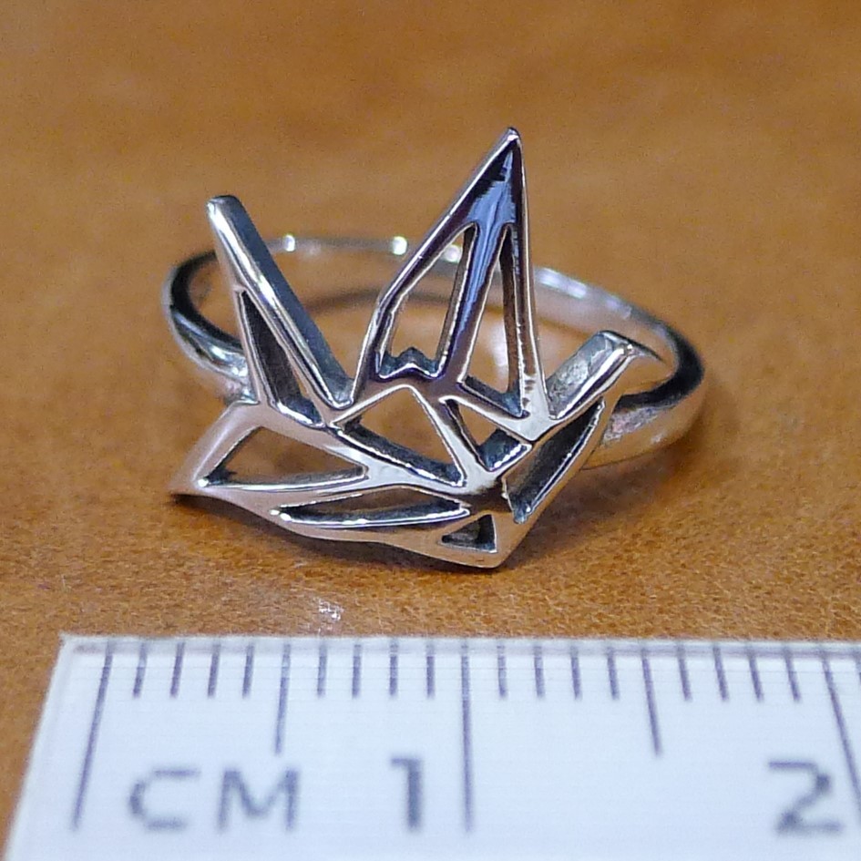 SR2032 ring silver 925. ring 11 number crane folding crane origami free shipping 