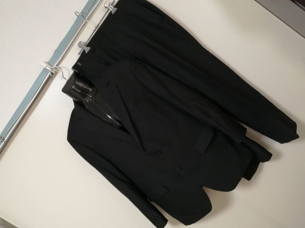 【信頼】 ROCHI ■ kkaa656 ■ L BB5 100 黒 ウール混 2つボタン シングル セット パンツ ジャケット スーツ ロッチ Lサイズ