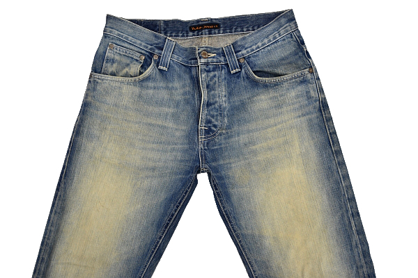 K-2427★Nudie Jeans ヌーディージーンズ★イタリア製 色落ち抜群 鬼ひげ縦落ち ヴィンテージ加工 デニム ストレートジーンズ W31_画像4