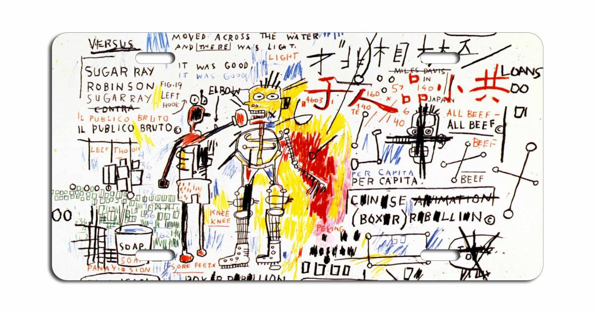 LPB018-ジャン＝ミシェル バスキア Basquiat ナンバープレート Number plate ライセンスプレート License plate ブリキ看板 レトロ 雑貨_画像1