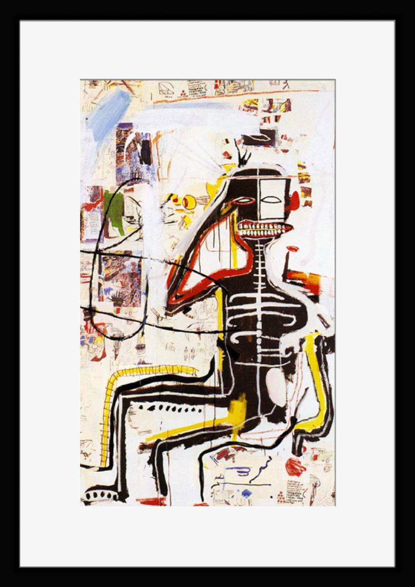 FB011W-ジャン＝ミシェル・バスキア Basquiat 白マット frame フレーム有 枠有 マット有 インテリア A4 置物 ポスター 模写_画像1