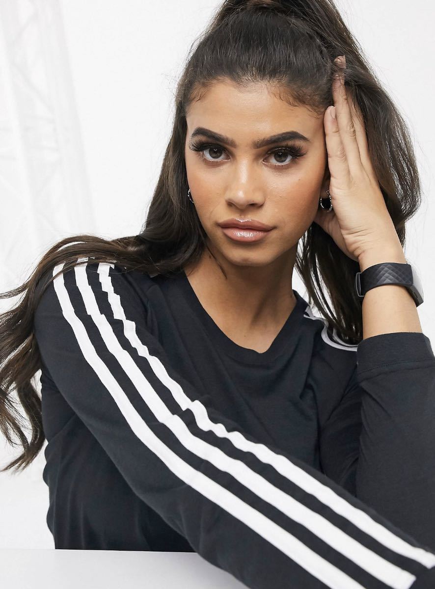 [L размер ]adidas Adidas 3 полоса вырез лодочкой long T