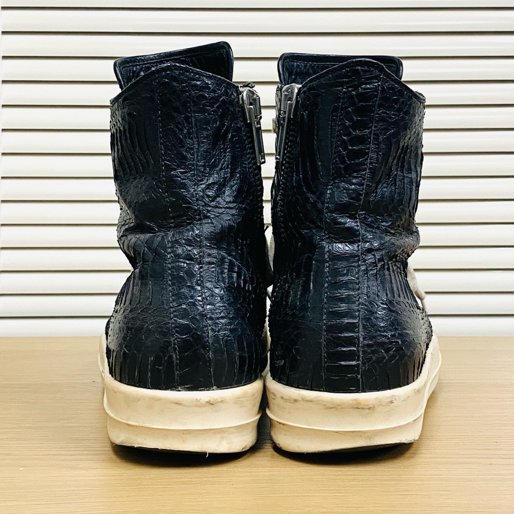 希少】Rick Owens Python Leather RAMONES SNEAKERS BLACK MILK 希少】Rick Owens Python Leather RAMONES SNEAKERS BLACK MILK