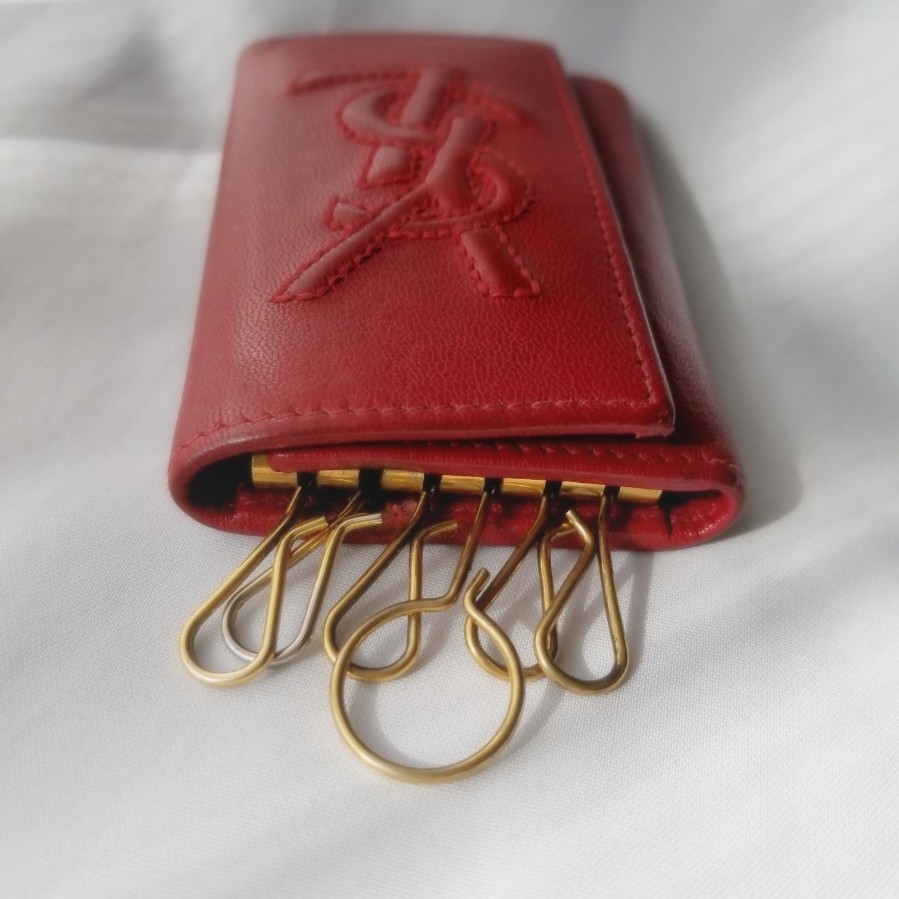 サンローラン 6連 キーケース レザー レッド 赤 YSL