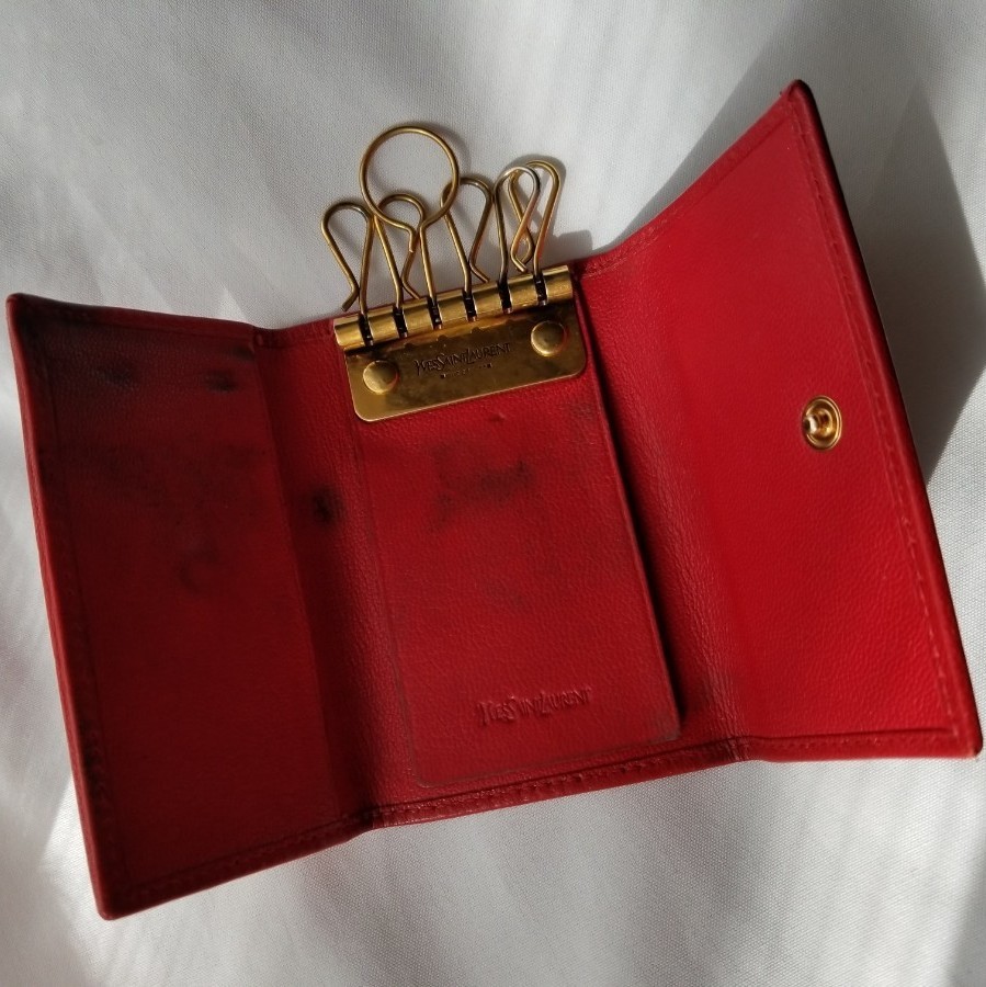 サンローラン 6連 キーケース レザー レッド 赤 YSL