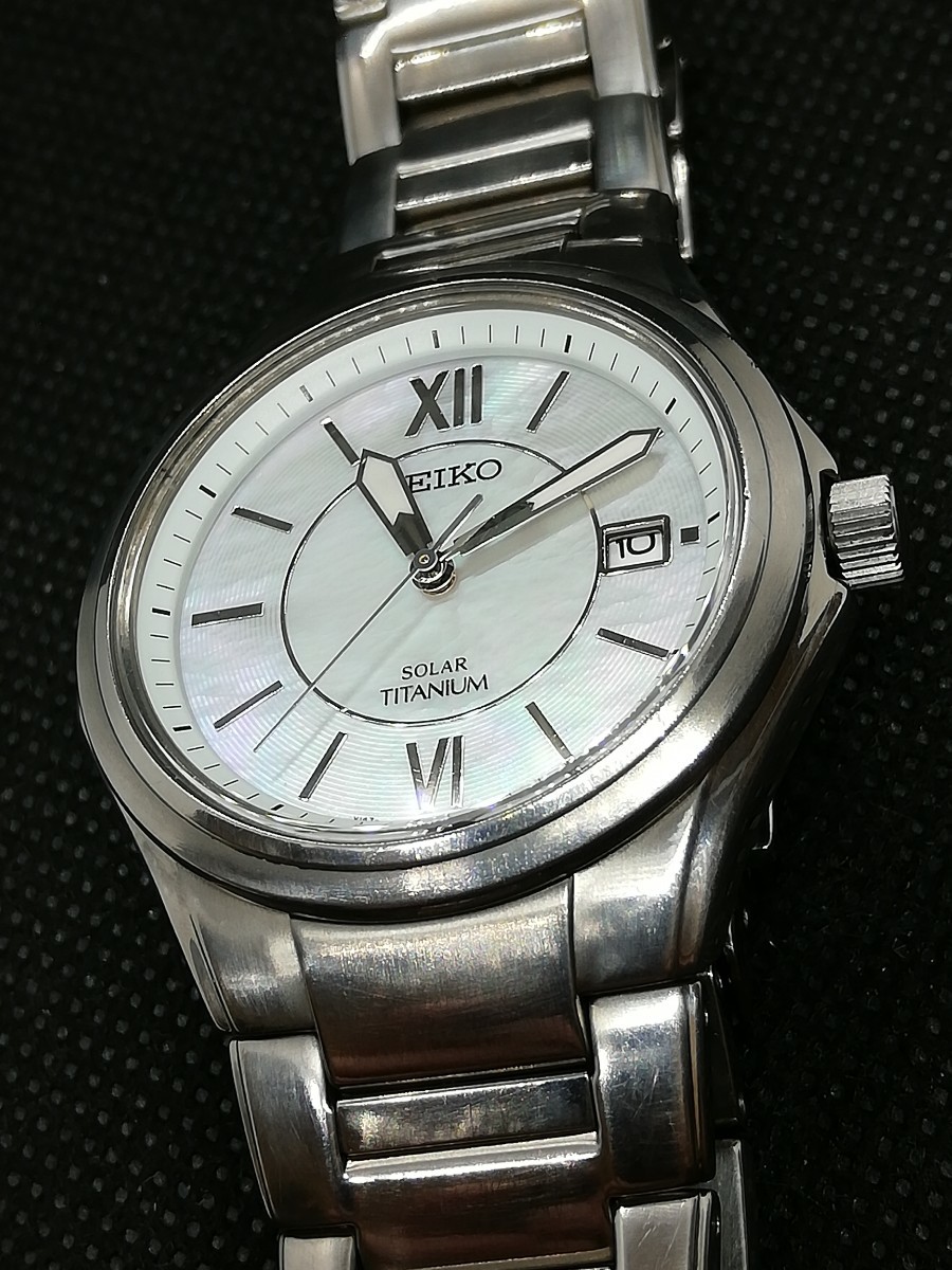 ソーラー】SEIKO セイコー チタニウム シェル文字盤 V147-0AC0 ソーラー】SEIKO セイコー チタニウム シェル文字盤 V147-0AC0