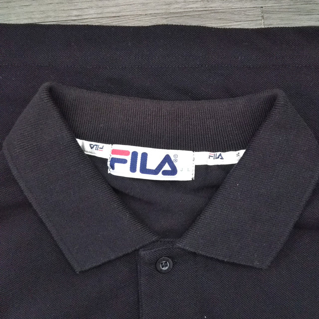 FILA polo-shirt short sleeves shirt L size deer. . black series black men's filler 