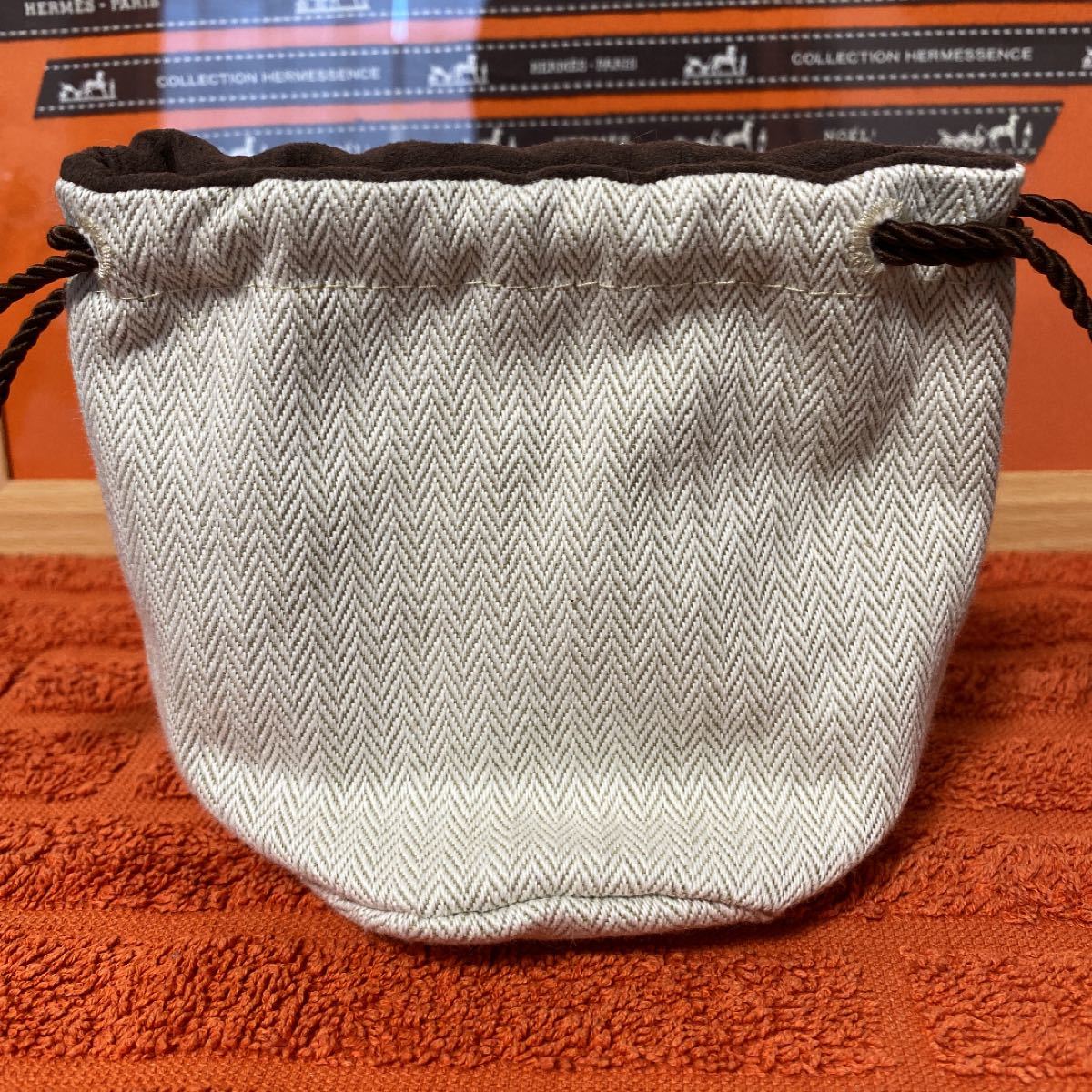 HERMES エルメス 巾着4種4点セット ヘリンボーン柄-