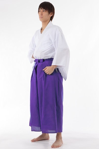カラー袴 紫 上衣付き ホワイト×パープル 上下セット_画像2