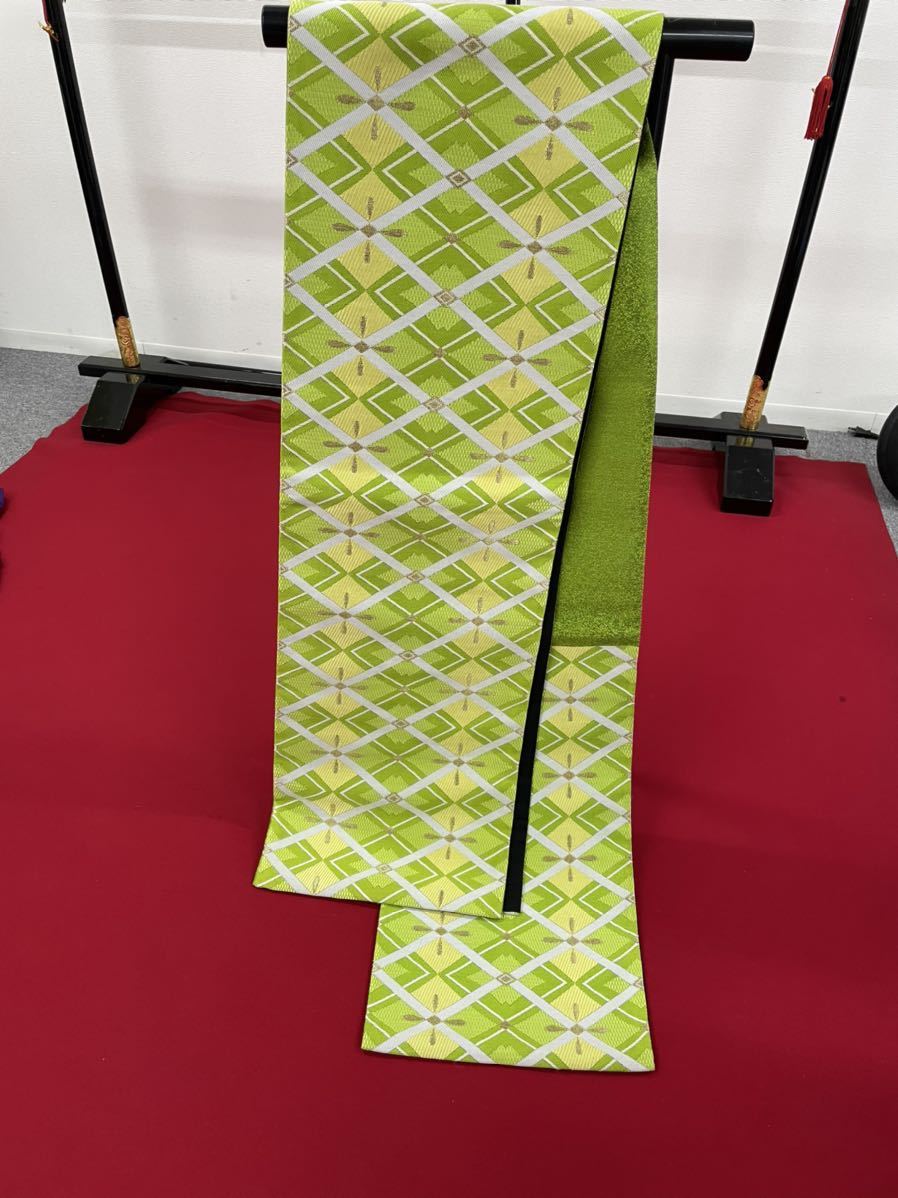 【感謝価格】 ほ帯-1 Lako Kura 帯 袋帯 振袖 成人式 式典 和装 初詣 黄緑 黄色 緑 ゴールド 210318 仕立て上がり
