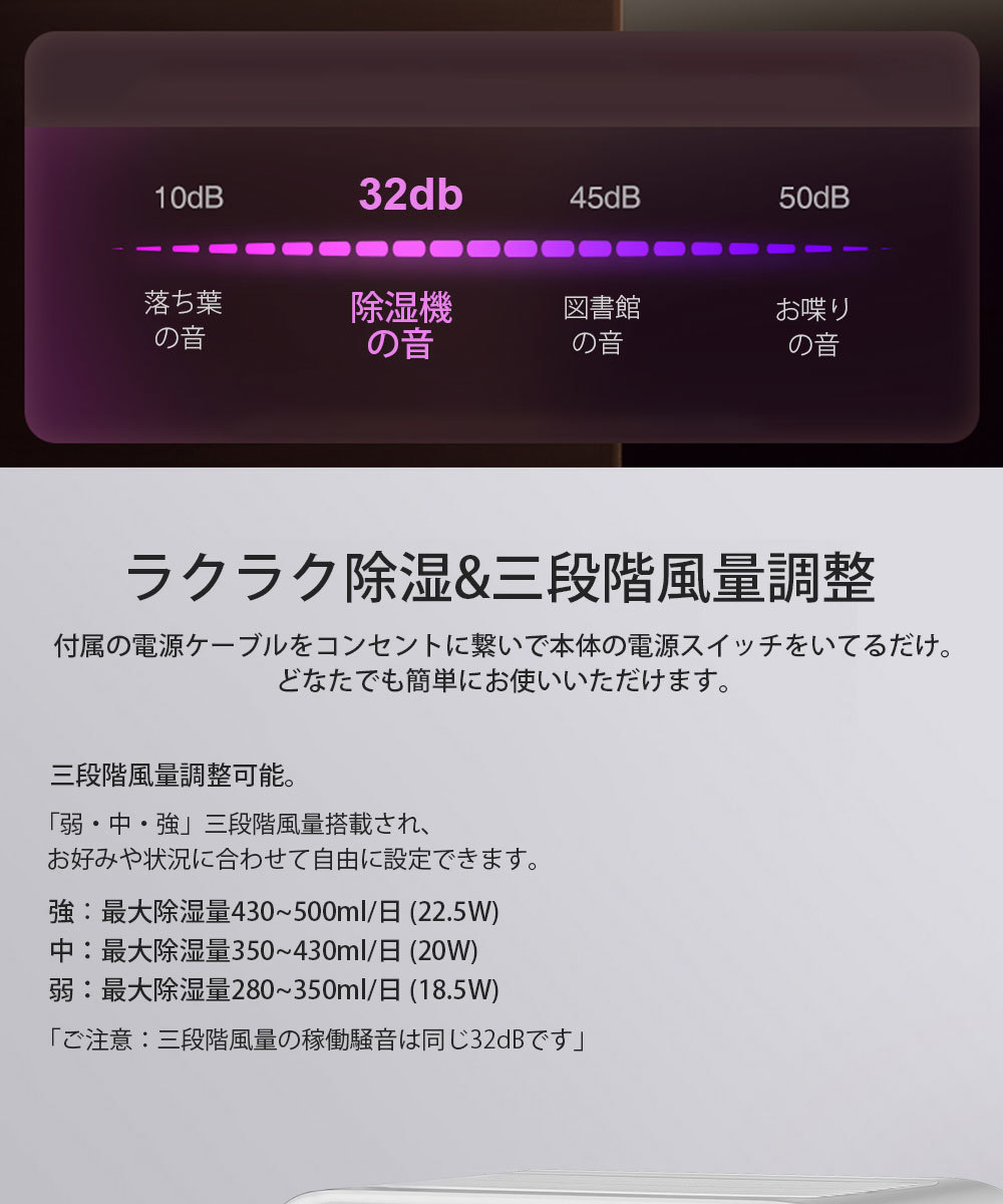 除湿機 除湿器 小型 1000ml大容量 コンパクト 半導体式 省エネ ワンタッチ操作 強力除湿 梅雨対策 カビ防止 部屋干し 日本語説明書付_画像3