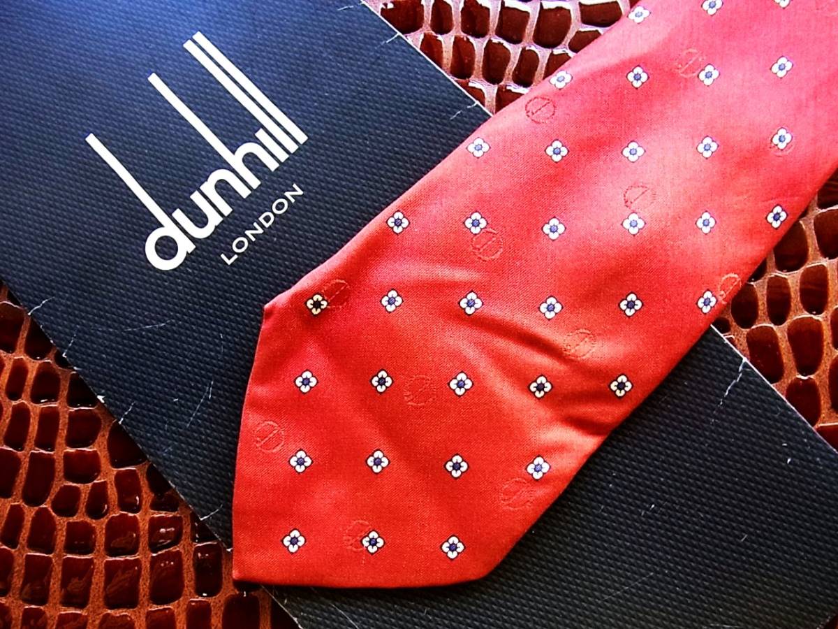 ◆E1891N◆在庫処分SALE◆【ｄunhill】ダンヒル【総ロゴ】ネクタイ_画像1