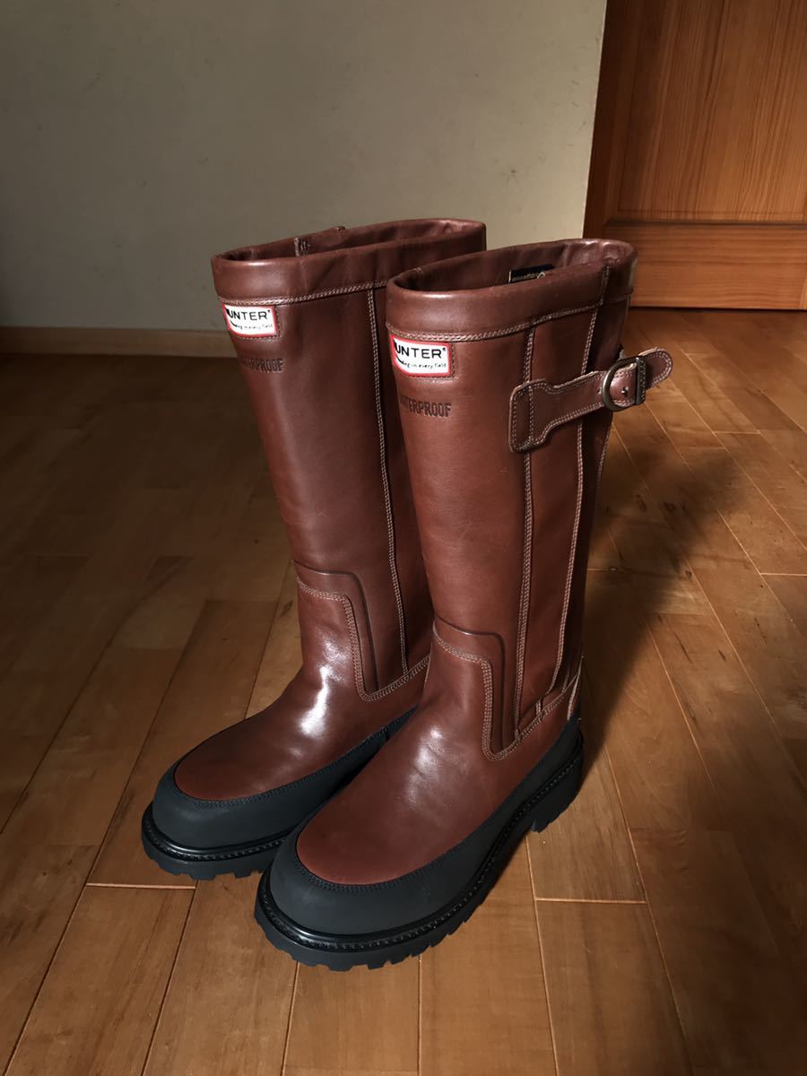 [ beautiful goods * rare ]HUNTER CROWN Leather Wellington Boots Hunter Crown leather boots size UK6(US7:25.5cm)SOVEREIGN Sovereign 