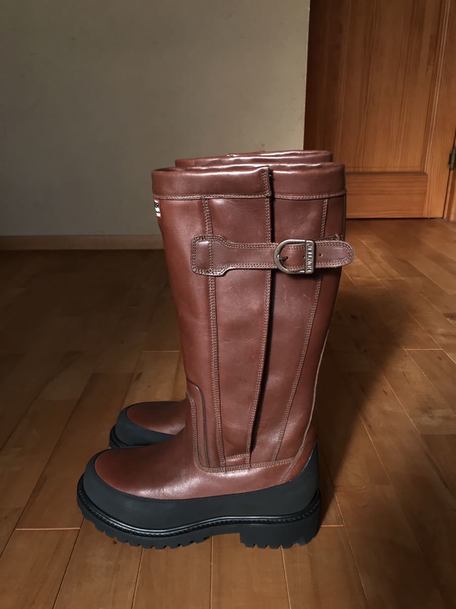 美品・希少】HUNTER CROWN Leather Wellington Boots ハンター 
