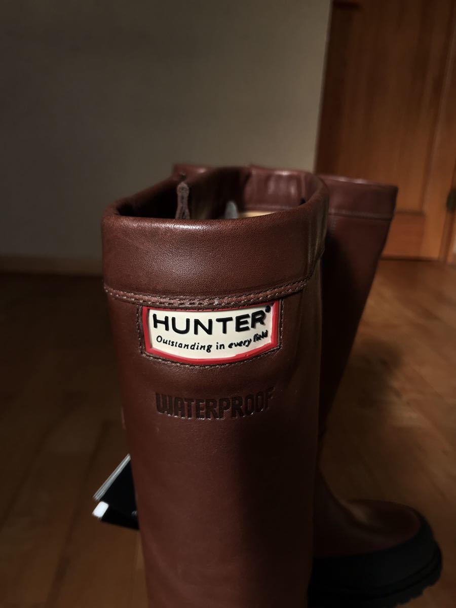 [ beautiful goods * rare ]HUNTER CROWN Leather Wellington Boots Hunter Crown leather boots size UK6(US7:25.5cm)SOVEREIGN Sovereign 