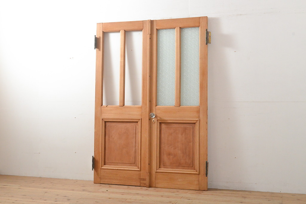 R-055977 античный двери полоса do отделка общий keyaki натуральное дерево производства! высококачественный стекло окно имеется обе открытие дверь 1 на ( дверь, вход дверь )(R-055977)