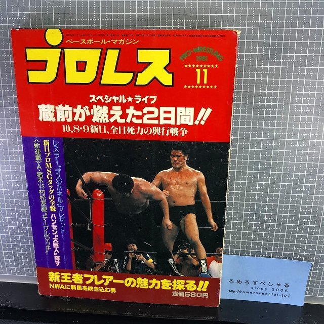 同梱OK■◇月刊プロレス(昭和56年/1981年11月号)猪木vs木村/リックフレアー/マスカラス/ピンナップ「テリー」「ハンセン」付_画像1