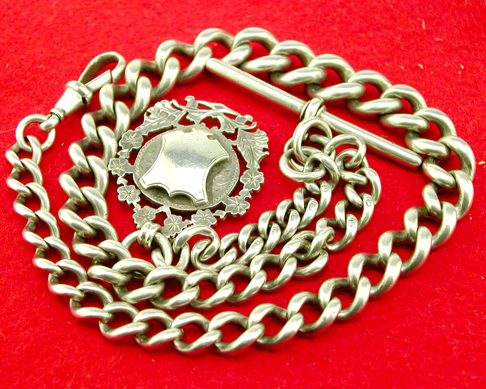大人気新品 ◎古◎☆極上☆銀無垢☆太さ変更☆1910年頃☆装飾フォブ付☆約 手巻き