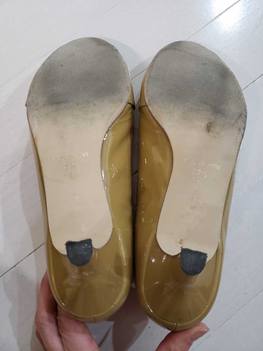 BENEBISbene винт туфли-лодочки сандалии 23.5cm E каблук 5.5cm открытый tu туфли-лодочки Brown бежевый сделано в Японии булавка каблук 