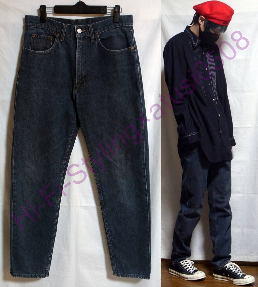 w82cm リーバイス ブラック デニムパンツ Levis ジーンズ ジーパン Gパン 黒 古着 デニム パンツ 珍品 希少 珍しいモデル_画像1