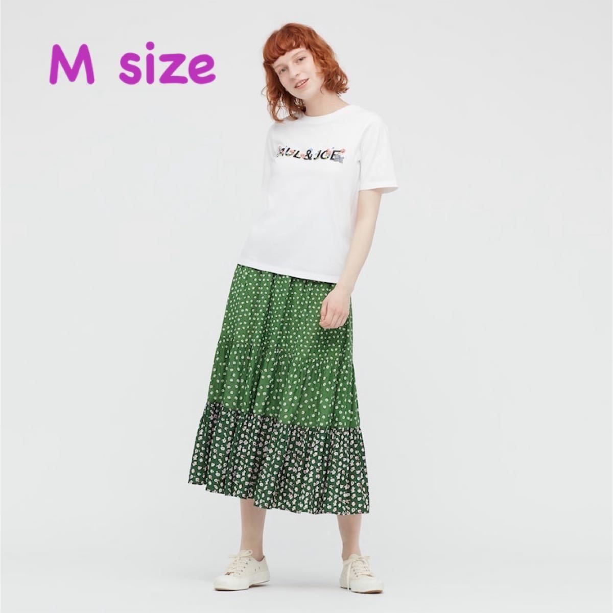 新品 ユニクロ ポール&ジョー ティアードスカート ロングスカート 花柄 UNIQLO PAUL&JOE M グリーン 柄 小花