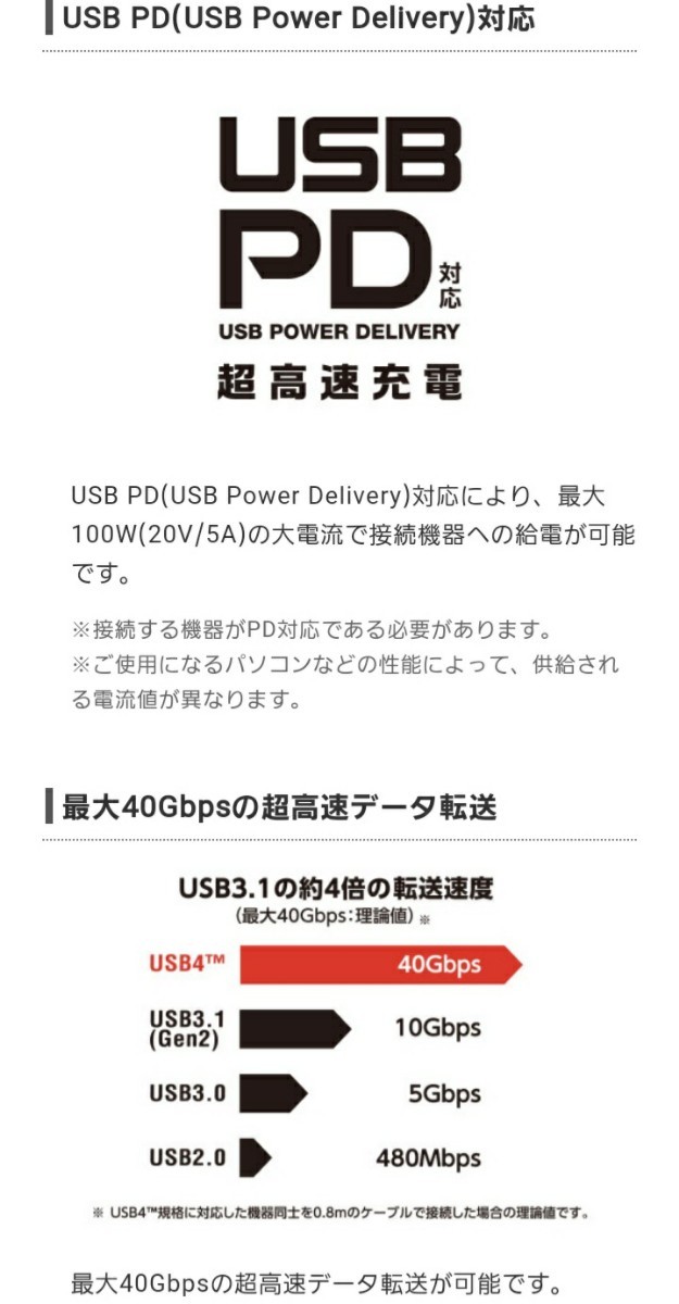 新品 エレコム USB4ケーブル 40Gbps高速転送 USB-IF正規認証品