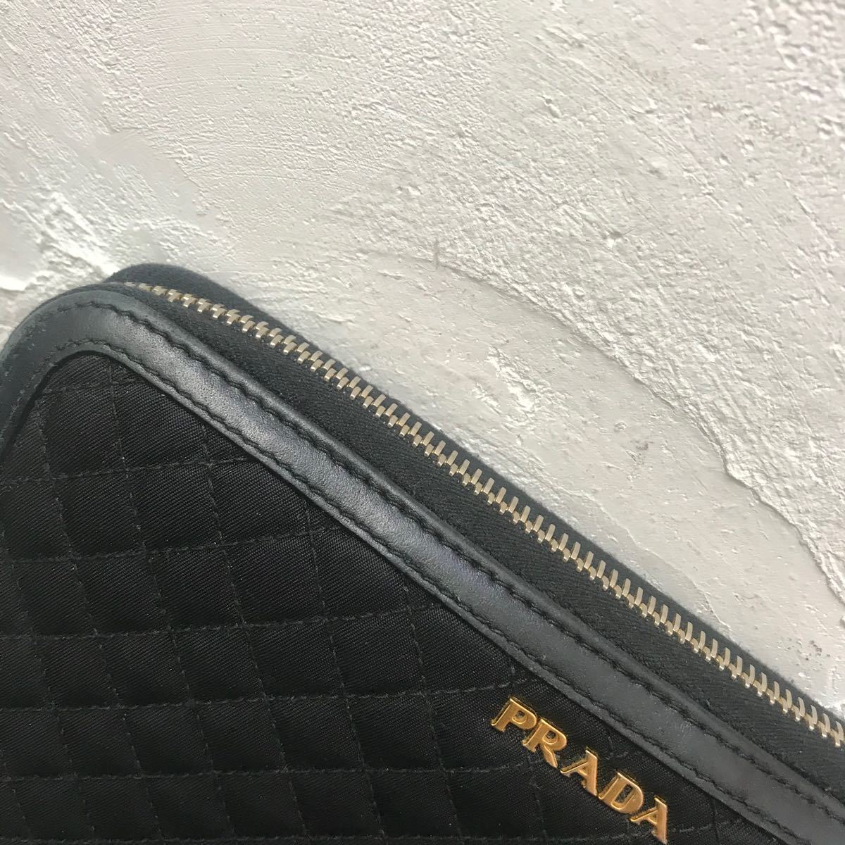 PRADA プラダ 長財布 ラウンドファスナー 財布 キルティング 黒